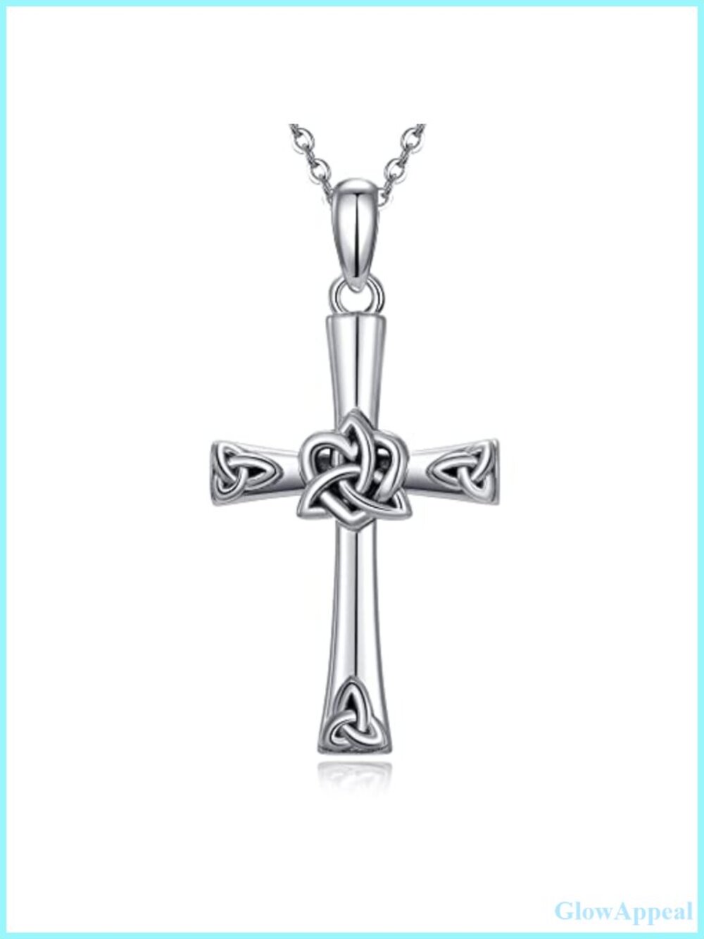 Sterling Silver Celtic Knot Cross Necklace 18in Extender